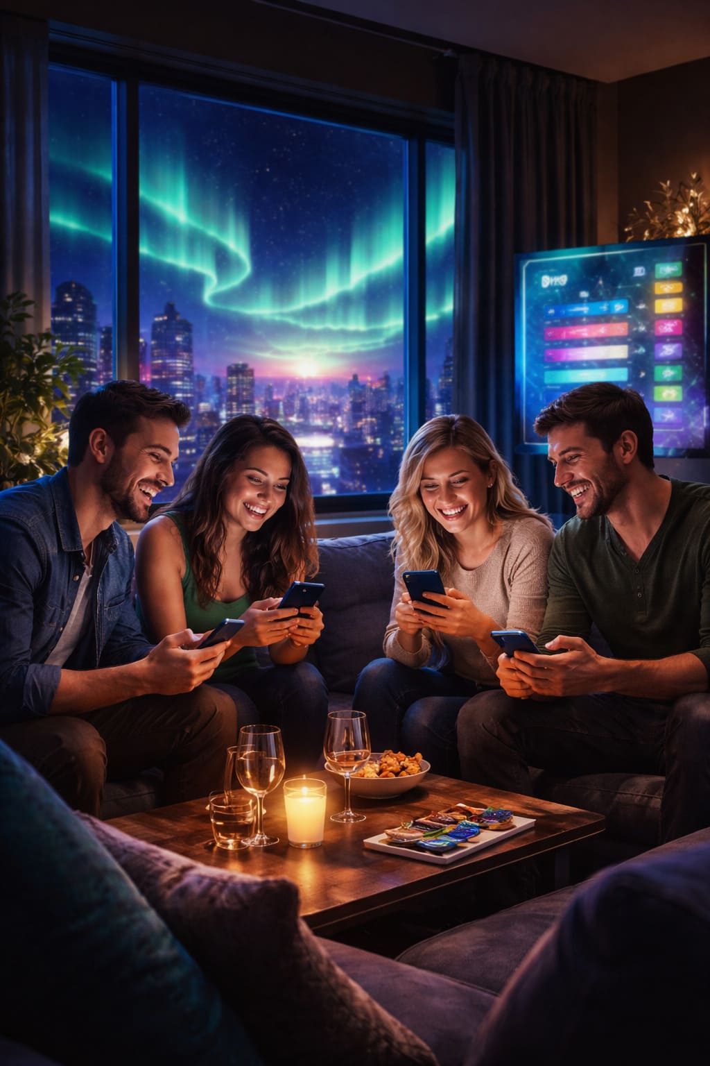 Friends enjoying a stylish evening social play session